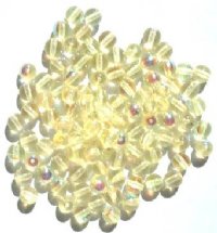 100 6mm Transparent Jonquil AB Round Glass Beads